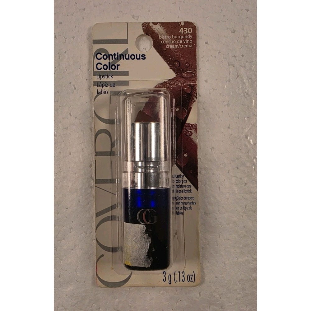 Vintage CoverGirl Continuous Color Lipstick 430 Bistro Burgundy Cream New NOS